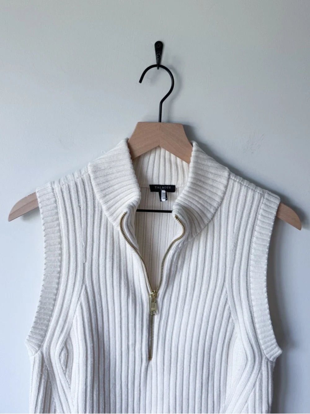 Talbots Ribbed Quarter-Zip Knit Top - Picture 2 of 4